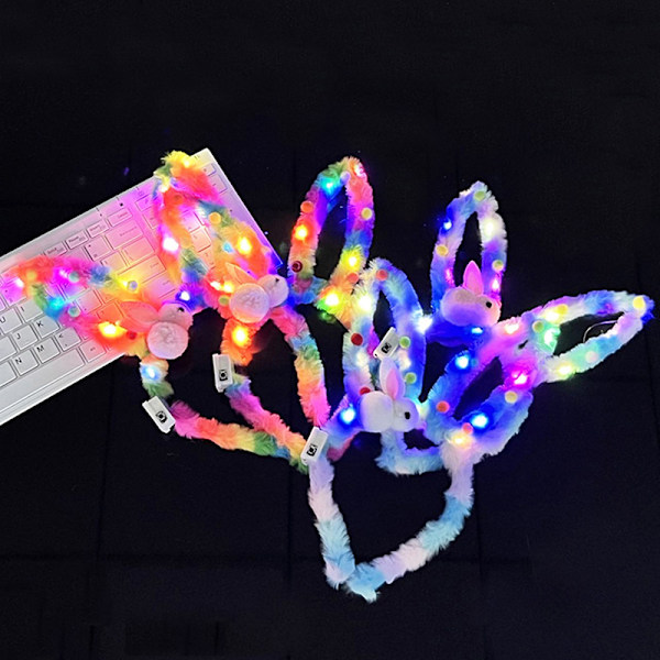 1 STK New Plush Glow Glow Ball Hårbånd Party Plysj Glow Headwe A