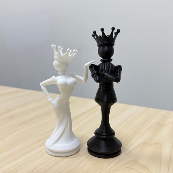 2 st 3D-printade schackparstatyer Kreativ drottning kung dekor