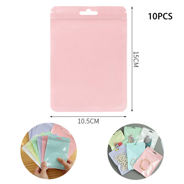 10 st Återförslutningsbara påsar Luktsäker påse Ziplock-väska Small Stora Pink