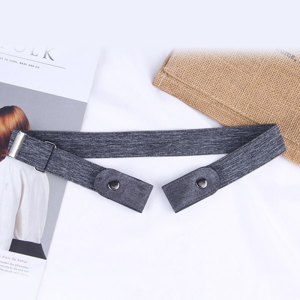 Spennefri elastisk usynlig belte jeansbelte uten spenne Ea Black