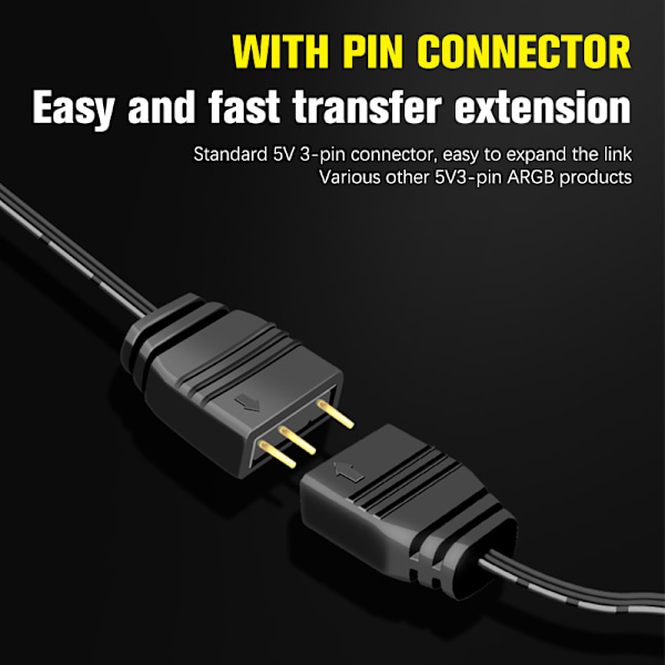 ARGB Splitter 5V 3 Pin 1 - 2/4 Universal 33,5 cm emolevy ARGB 1 to 2