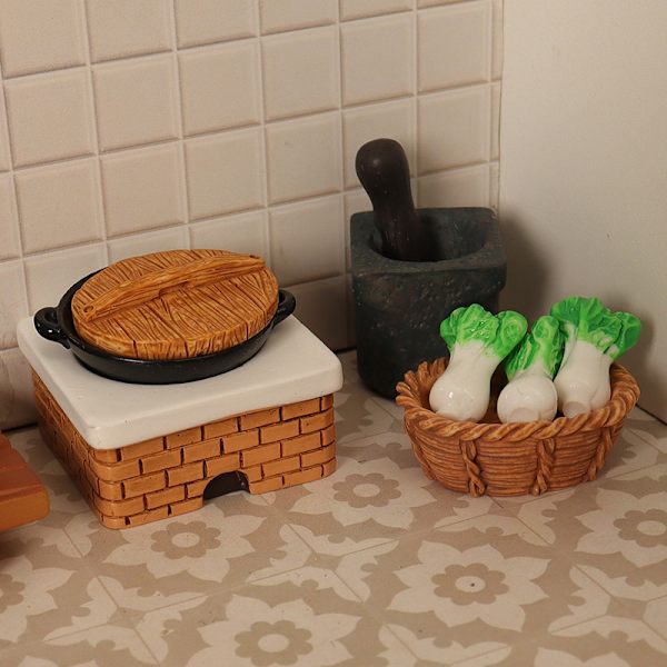 1/12 Dollhouse Simulering Köks Spis & Pot Dollhouse Mini Ve A1