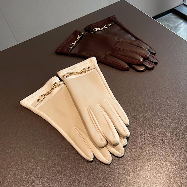 Lyxiga handskar för kvinnor i proteinläder med fleecefoder, vintertouch Black