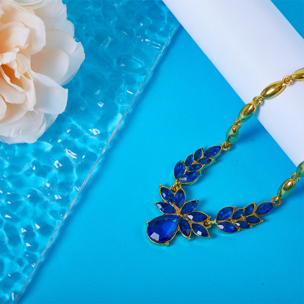 Krystal blomst halskæde brude øreringe smykker sæt kvinder part Blue A2  fc0c | Blue | A2 | Fyndiq