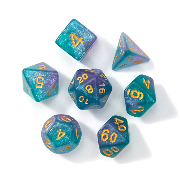 7st Set Bärbara leksaker för barn Polyhedral D4 D6 D8 D1 A5