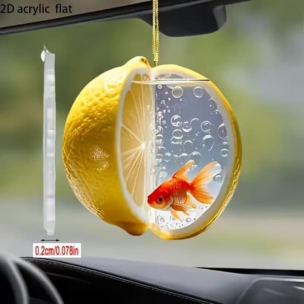 2D Flad Citron Guldfisk Bilpynt A