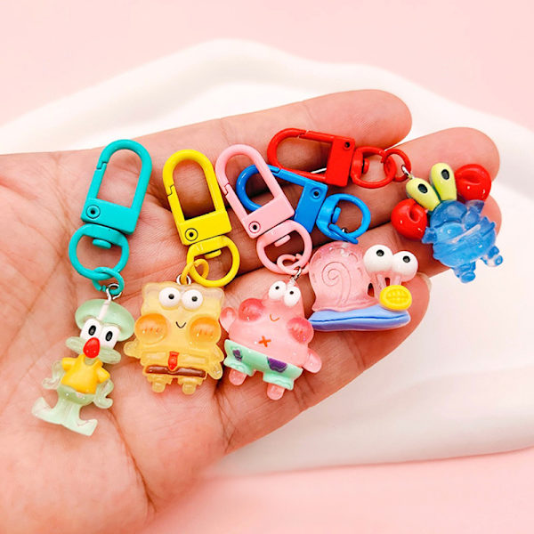 1 stk Kawaii svampebobed Patrick Star nøglering og tegnefilm rygsæk 03