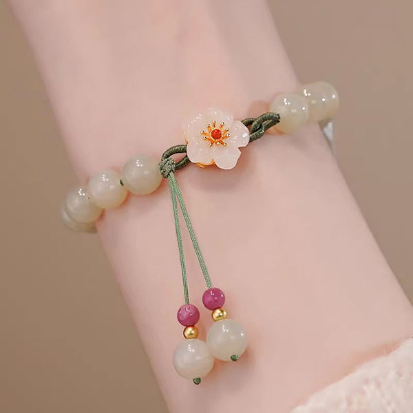 Nytt elegant lyxigt designarmband vit färg Peach Blossom B
