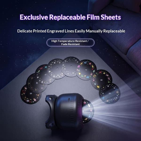 1 sett LED Ocean Projector Light 360° roterende dynamisk nattlys A1