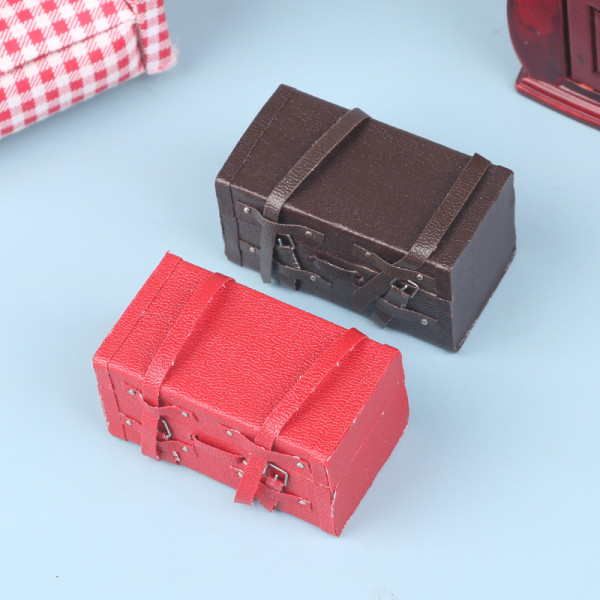 1:12 Dollhouse Miniatyr Vintage resväska Bagagebox förvaring B Brown