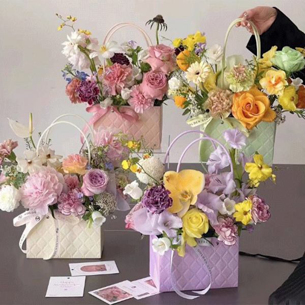 Bärbar blomförpackningslåda Bröllopsdekoration Presentpåse DIY B A5