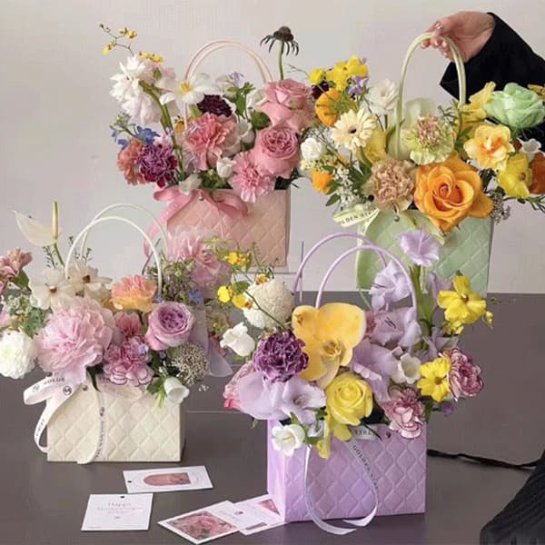 Bærbar Blomsteremballasje Eske Bryllupsdekorasjon Gavepose DIY B C1