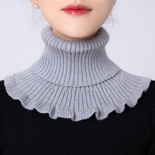 Kvinner strikket krage skjerf Varm Turtleneck Neck Warmer Detacha Gray