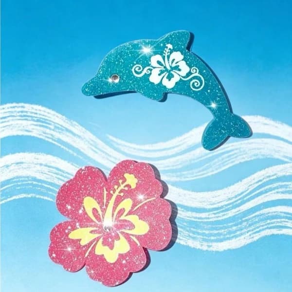Delfin Djur Hårklämma Glitter Blå Delfin Rosa Hibiskus Flo A2