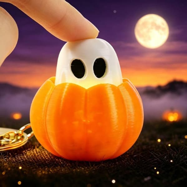 1 stk lysende Halloween-leketøy gresskar spøkelse nøkkelring - 3D-printet A3