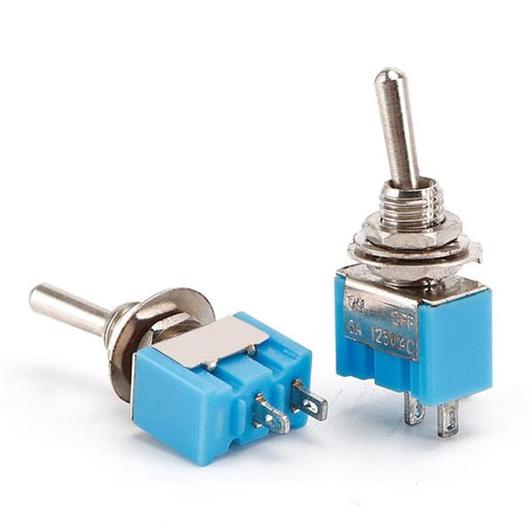 10 stk. DPDT Mini vippekontakt 2-benet 2 positioner ON/Off Miniature A