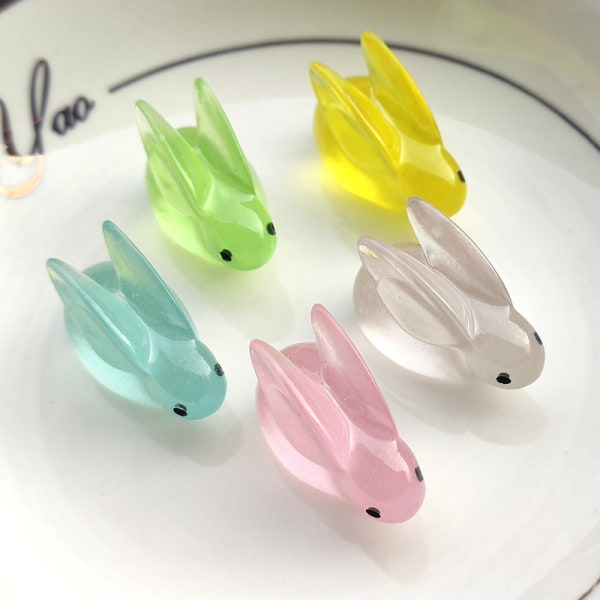 10 stk lysende kanin DIY miniature creme lim lille skulptur R A3