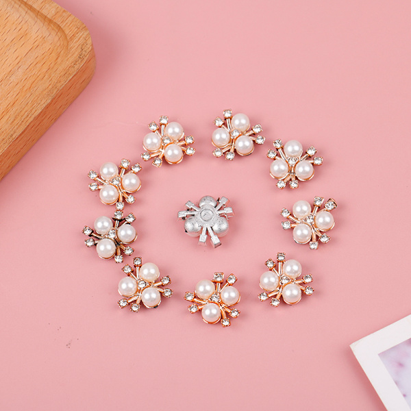 10 stk. Perleblomst Rhinestone Knapper Funklende Krystal Hårnål E