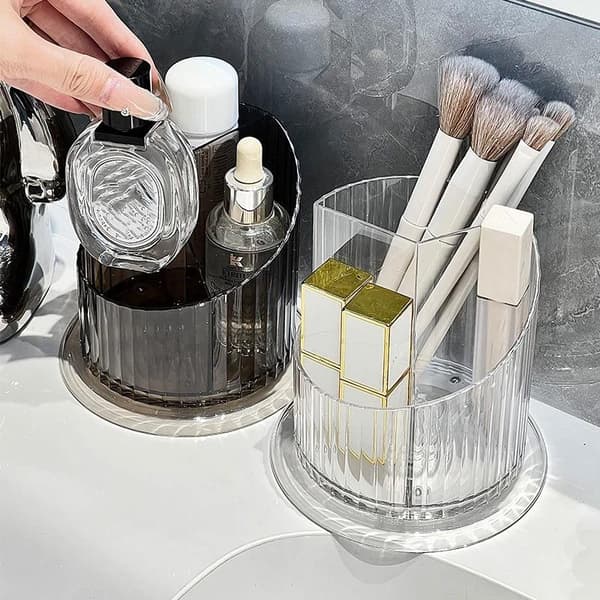 Klar 360 graders roterende makeup-organizer med 3 rum til badeværelset A1