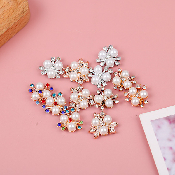 10 st pärlblomma strass knappar gnistrande kristallhårnål B