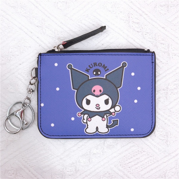 Pu Leather Cartoon Kuromi Sanrio Wallet Keychain Student Key C D