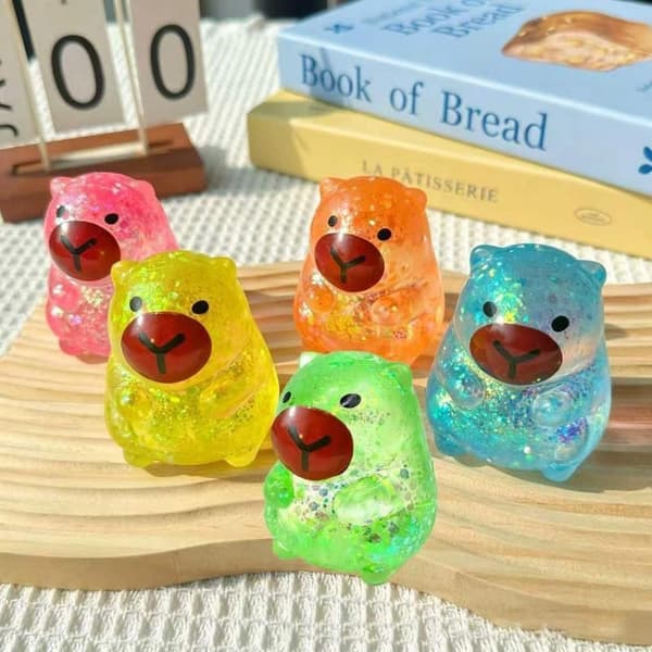 Tegneserie Capybara Dekompression Legetøj Blødt Glitter Gummy Fidget Legetøj A2