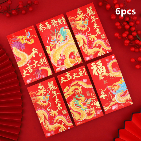 5/6 KPL kevätjuhla Red Envelopes Cartoon Dragon Pattern Luc A7