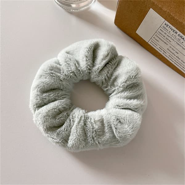Vintervarmt mjukt hår Scrunchies Dam e Plush Elastic Multicol Light green