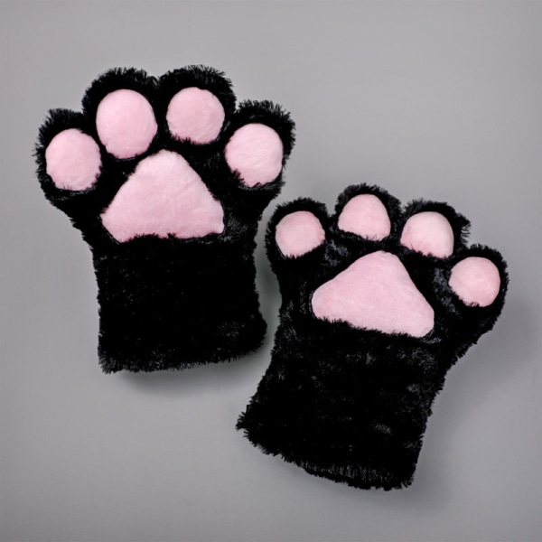 e Cat Paw Cat Paw Gloves Tykkede Fluffy Cat Paw Split Finger brown one