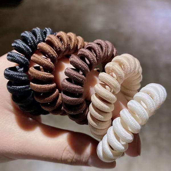 1 stk. spiralhårelastikker uden krølledesign til daglig styling Beige