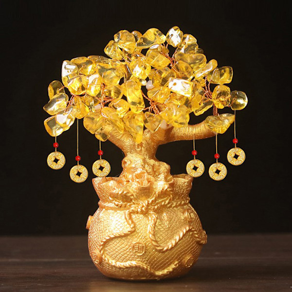 Naturlig krystal bonsai penge træ heldig træ feng shui penge tr