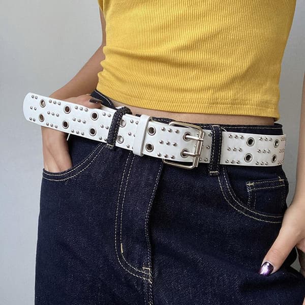 Kvinders Nittebælte Mode Casual Punk Stil Pu Læder Taljebælte A5