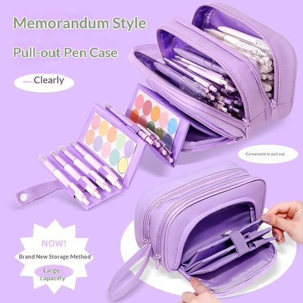 Kawaii stor kapacitet flerskikts pennfodral student brevpapper M A2