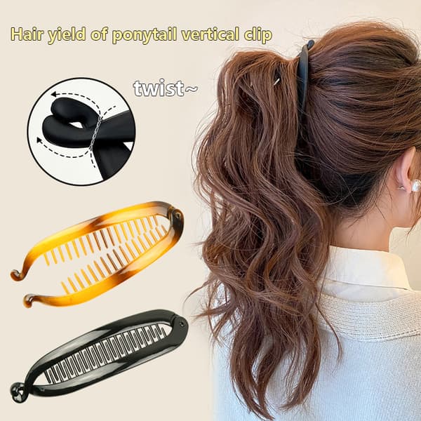 Bananhårspænder til kvinder piger Wave Combs Hårnålefletning Cla BlackB 15cm