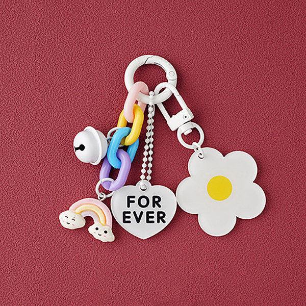 Creative Candy Color Flower Heart Pendant Keychain e Keyring Ba White