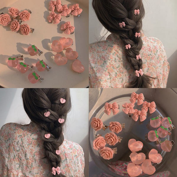 1Pc e Butterfly Rose Peach Hårnål Hårklemme for jente kvinner Gif C
