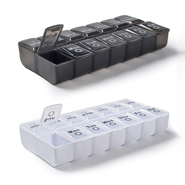 7 päivää viikoittainen case 14 grids lääketablettiannostelija White+Black