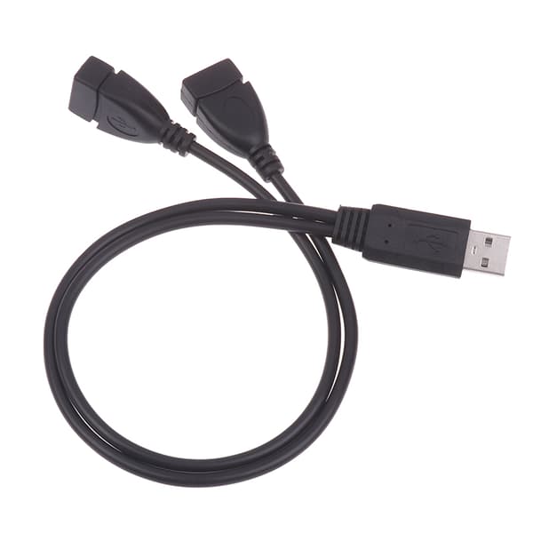 USB-kabeldeler Telefonlader Strømadapterkabel 2 porter 1 M Black