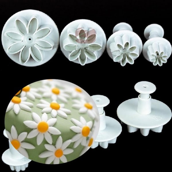 4X Tårta Fondant Sugarcraft Dekor Cookie Form Gjutform Plunger Präglingsverktyg