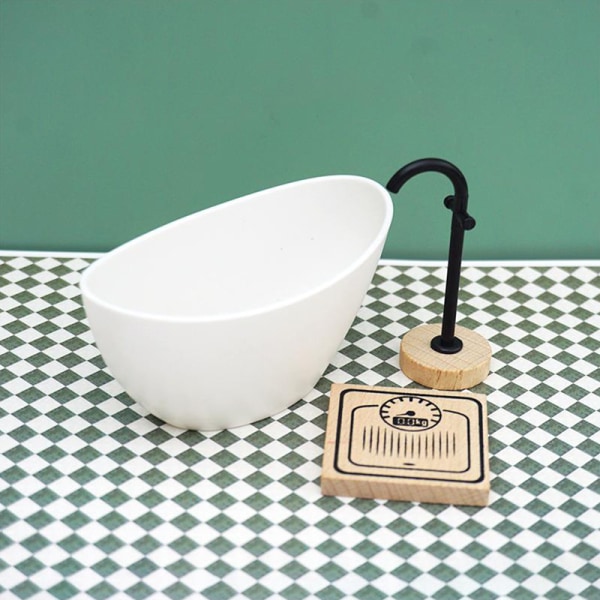1:12 Dukkehus Miniaturesæt Brusebad Toilet Badekar Kommode