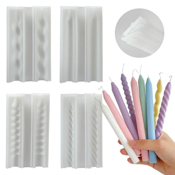 Lång Spiral Silikon Ljusform DIY Vriden Lång Stav Vaxpinne C