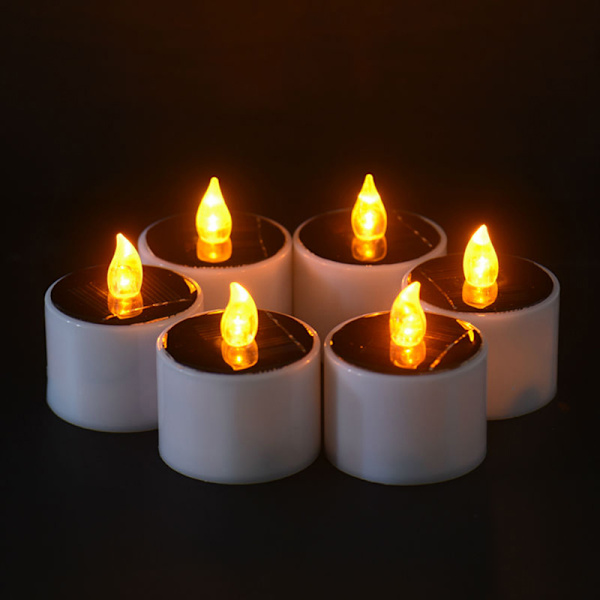 Gule solenergi LED-stearinlys Flammefri elektronisk solenergi LED T