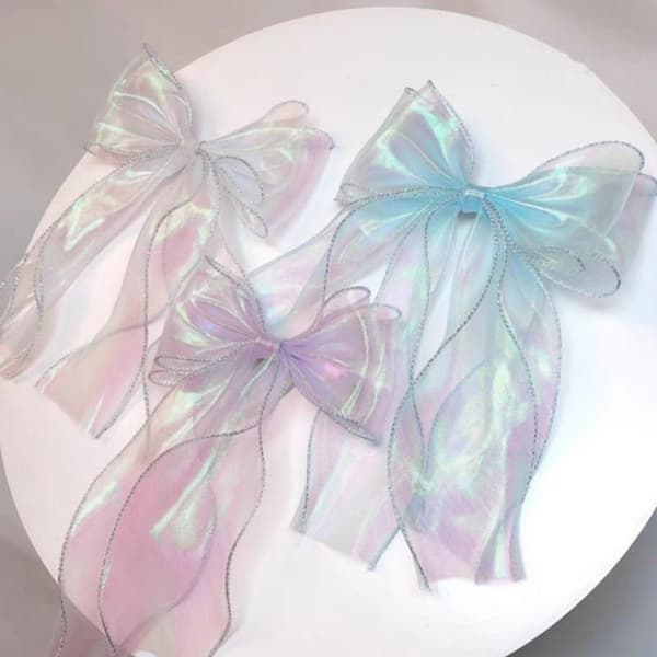 10 Yards Fishtail Organza Bånd 4 cm Reflekterende Iriserende Bølget A13