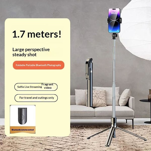 1,7 meter Bluetooth Selfie Stick Stativ Monopod Stativ Telefonholder 2