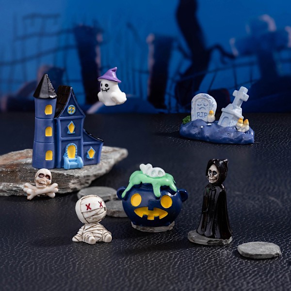 e Halloween Micro Landskab Miniature Figurer Harpiks Håndværk Gar A9