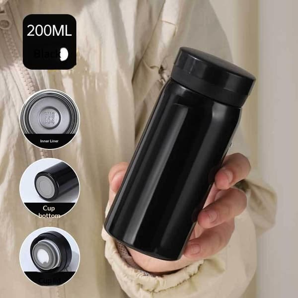 200 ml Mini Termosflaska Kaffemugg Rostfritt Stål Isolerad Black