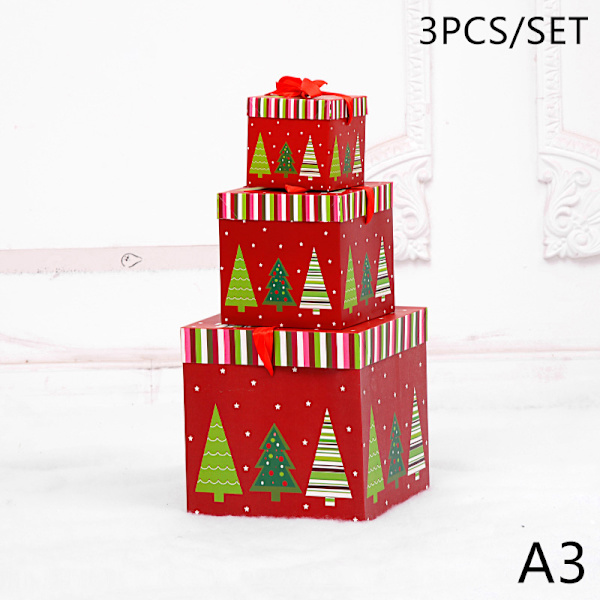 3 stk Papir Julegaveeske Julegaveeske Nesting Candy Box Festi A2