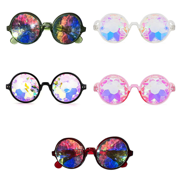 Klare runde briller Kaleidoscope Eyewears Crystal Lens Party Su Black