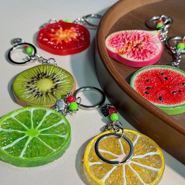 Simulering Fruktskiva Nyckelring Mini Frukt Hänge Ryggsäck e H A6