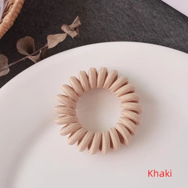 1 stk. spiralhårelastikker uden krølledesign til daglig styling Khaki